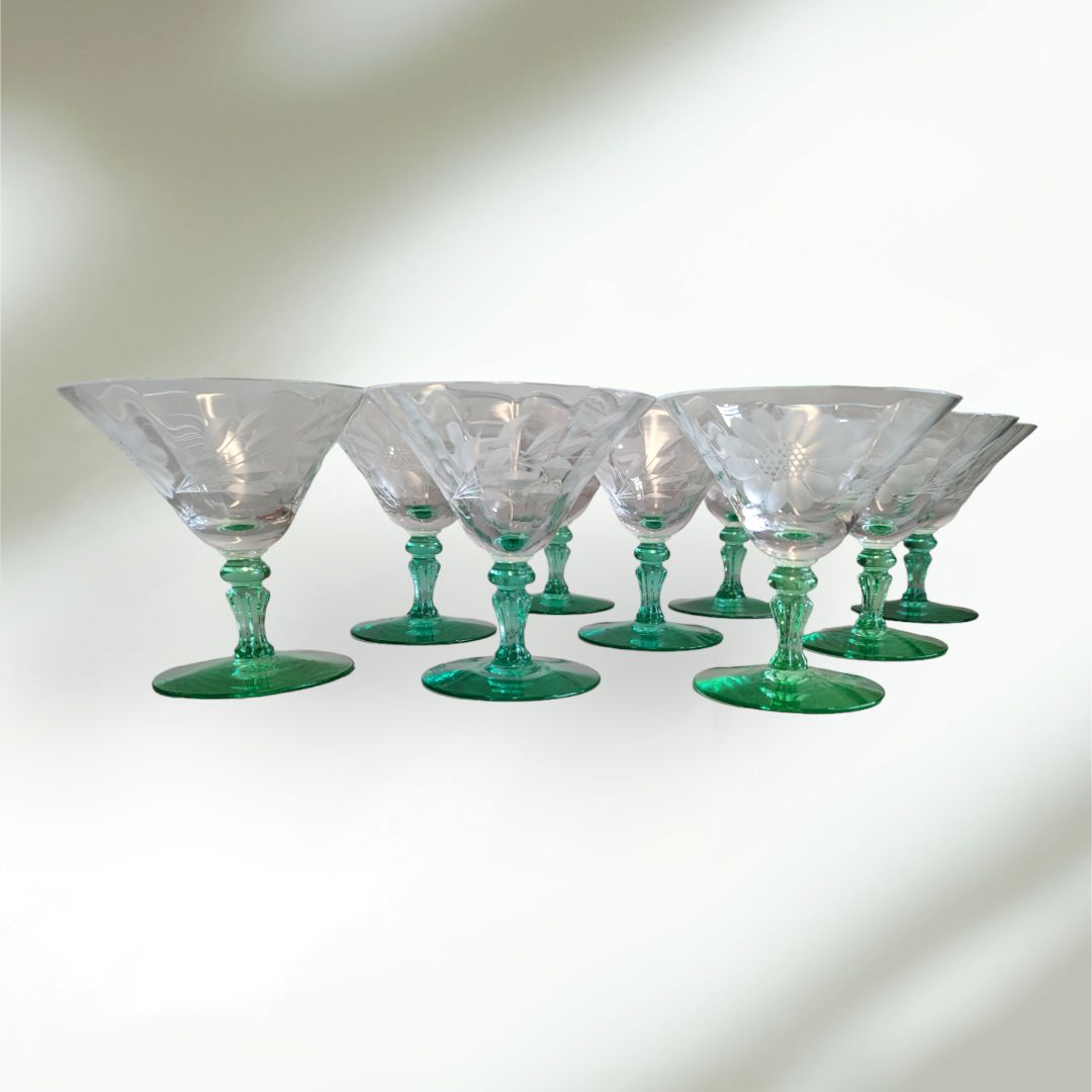 Uranium Glass Etched Glassware