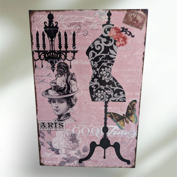 Retro Signs Vintage Wall Art Mannequin and Chandelier