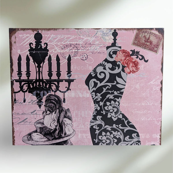 Retro Signs Vintage Wall Art Mannequin and Chandelier