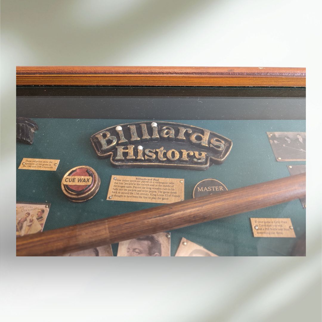 Vintage Billiards History Shadow Box