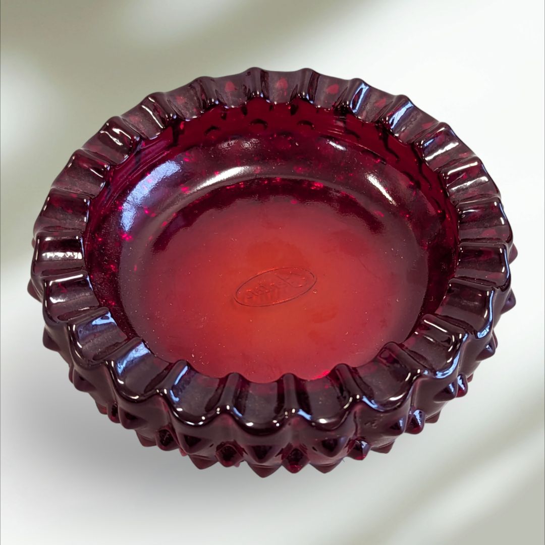 Rare Vintage Fenton Art Glass Ruby Red Ashtray