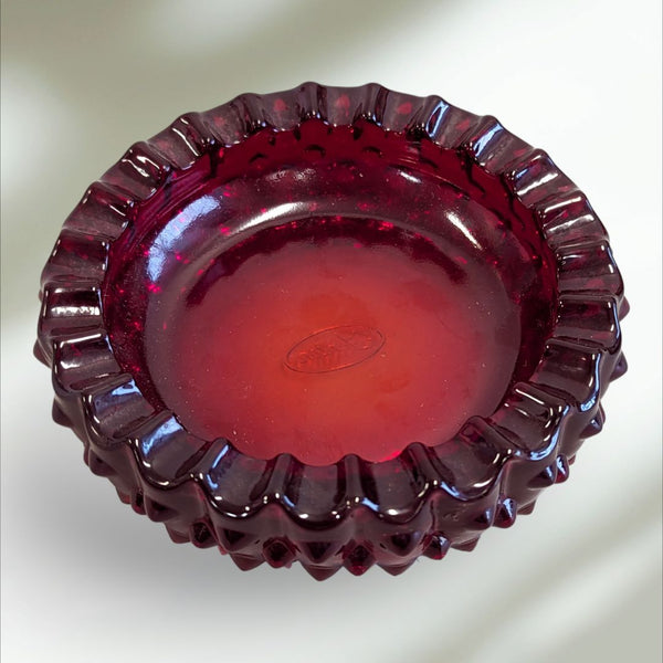 Rare Vintage Fenton Art Glass Ruby Red Ashtray