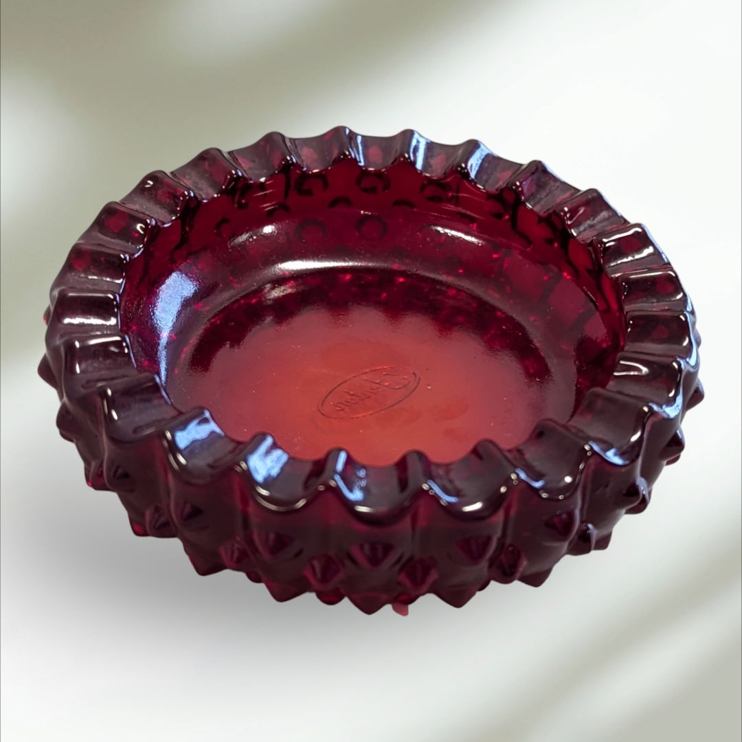 Rare Vintage Fenton Art Glass Ruby Red Ashtray