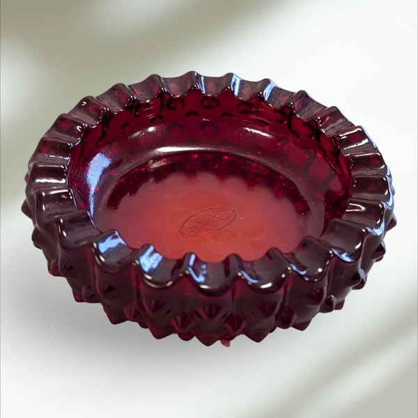 Rare Vintage Fenton Art Glass Ruby Red Ashtray