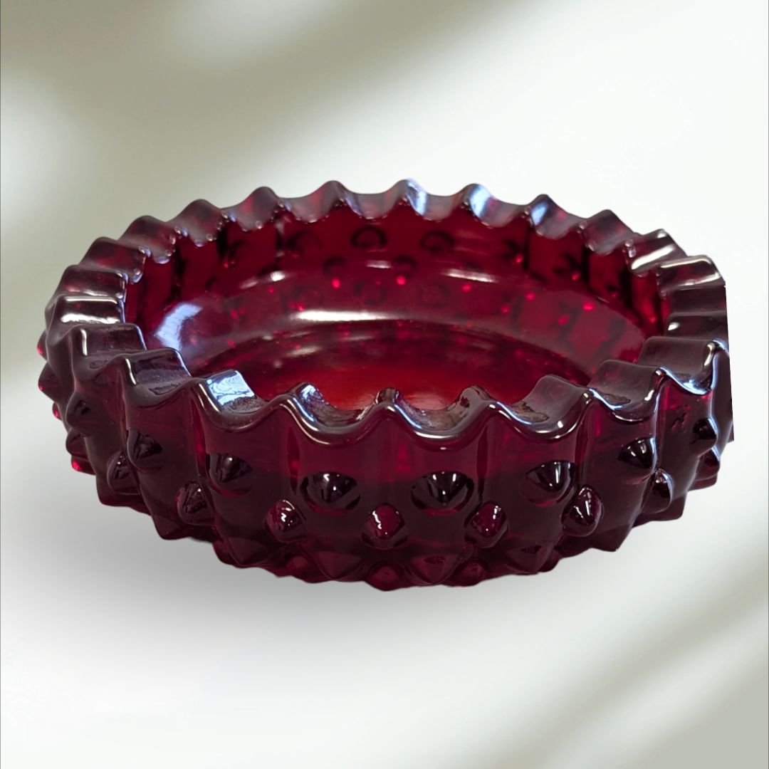Rare Vintage Fenton Art Glass Ruby Red Ashtray