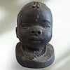 African Art Sculpture Clay Head Pottery Bust Artisan Signed Black Painted Clay Detailed Retro Vintage