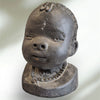 African Art Sculpture Clay Head Pottery Bust Artisan Signed Black Painted Clay Detailed Retro Vintage