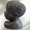 African Art Sculpture Clay Head Pottery Bust Artisan Signed Black Painted Clay Detailed Retro Vintage