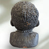 African Art Sculpture Clay Head Pottery Bust Artisan Signed Black Painted Clay Detailed Retro Vintage