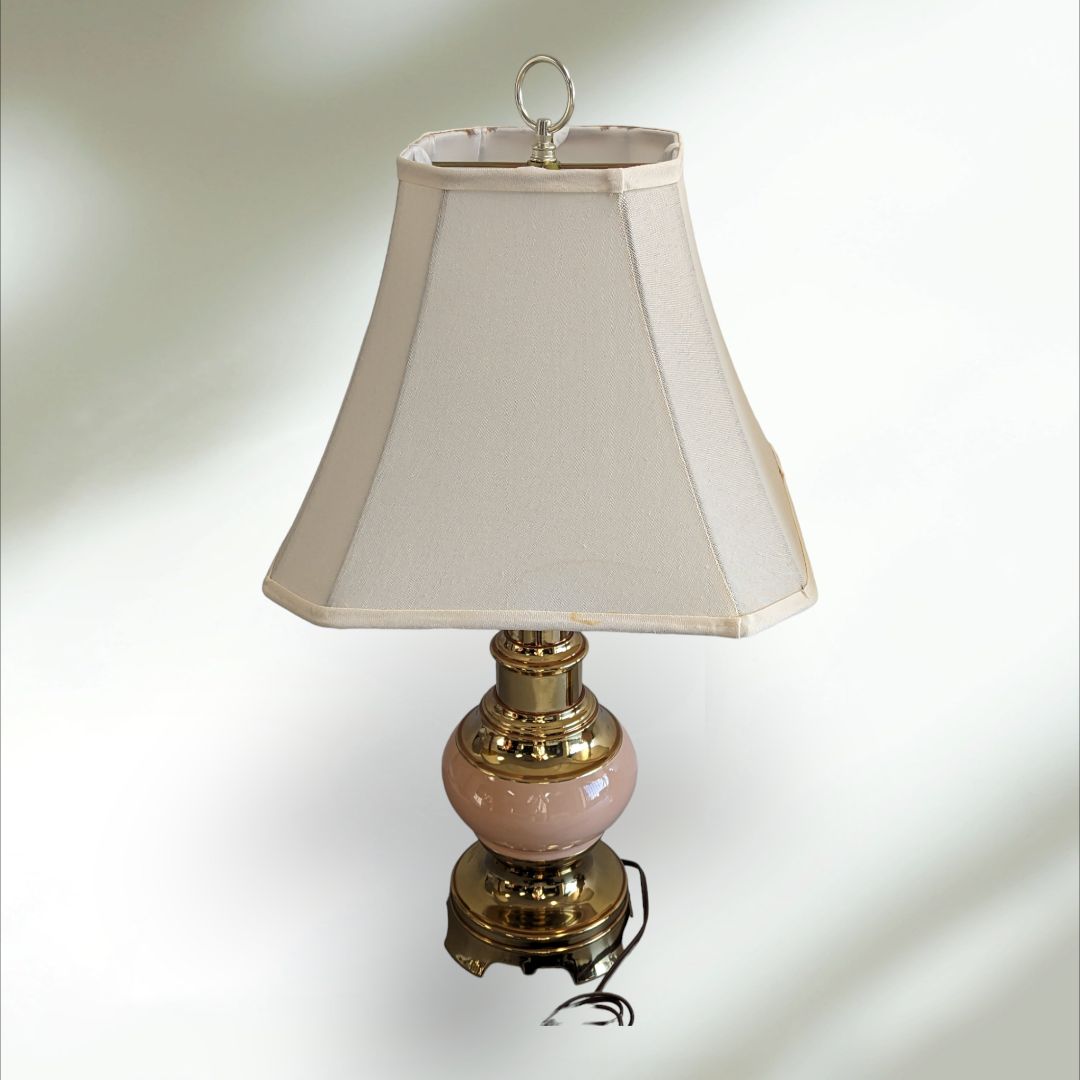 Pair of Gold and Pink Vintage Table Lamps