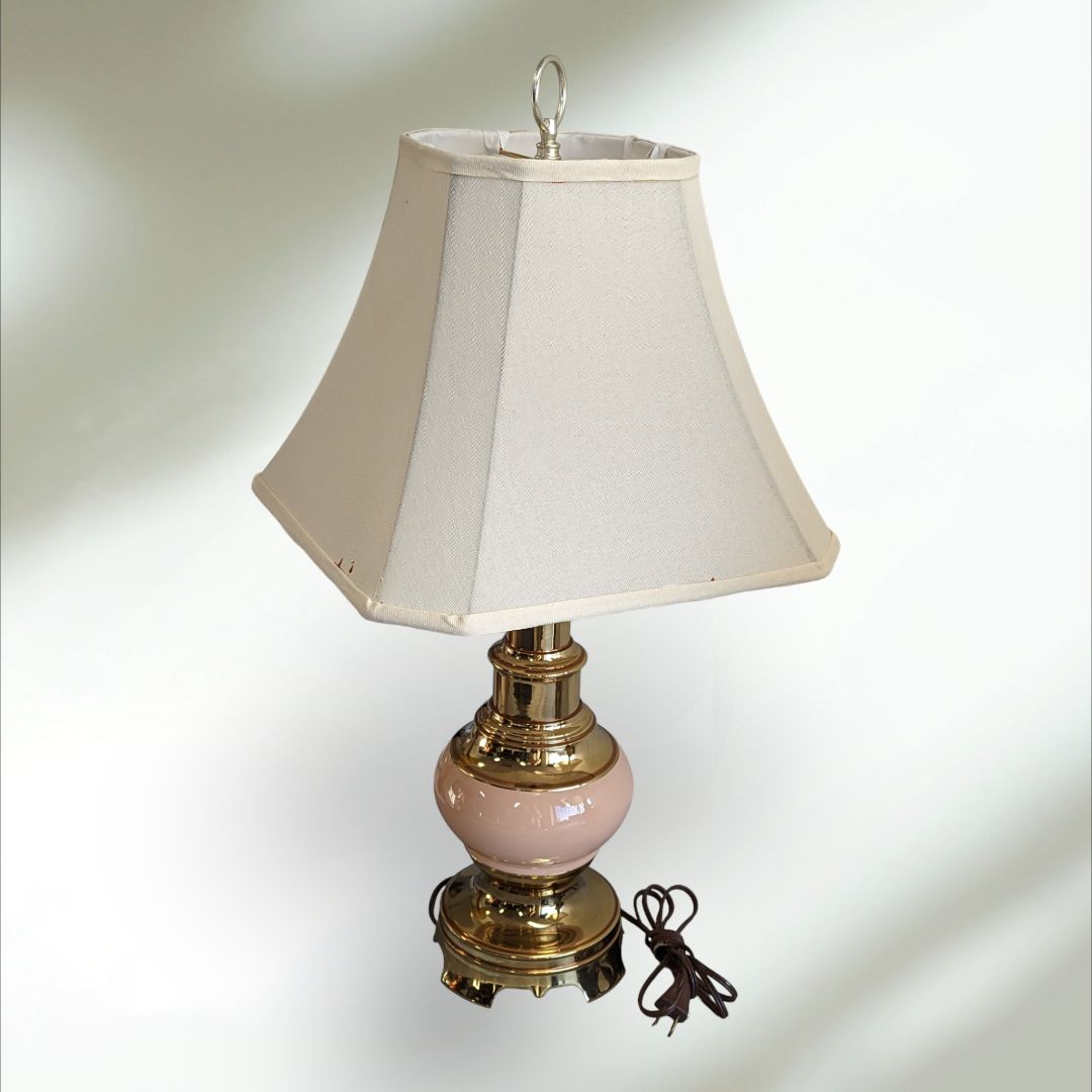 Pair of Gold and Pink Vintage Table Lamps