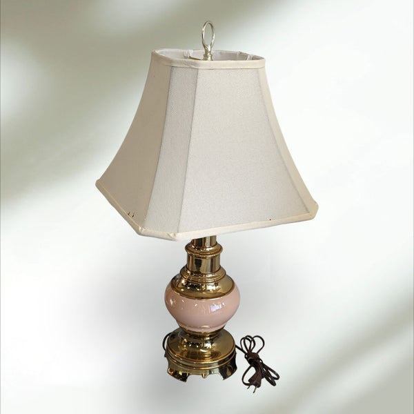 Pair of Gold and Pink Vintage Table Lamps