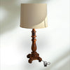 Wooden Carved Table Lamp w Brass detailing