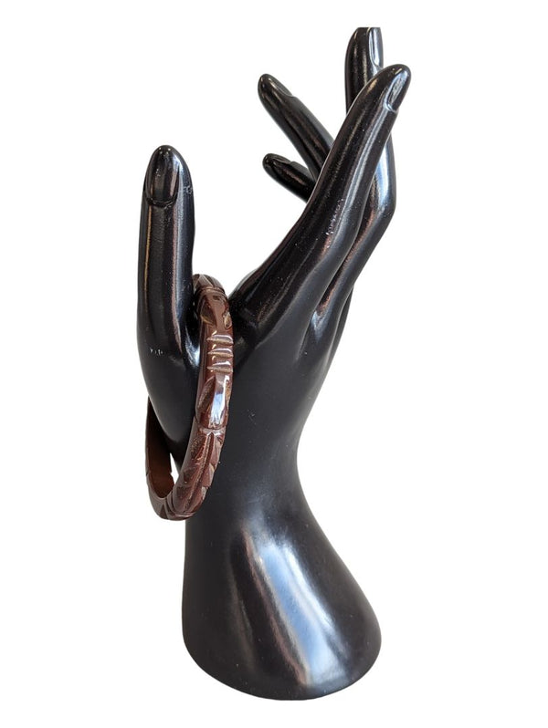 Vintage Carved Chocolate Bakelite Bangle Bracelet