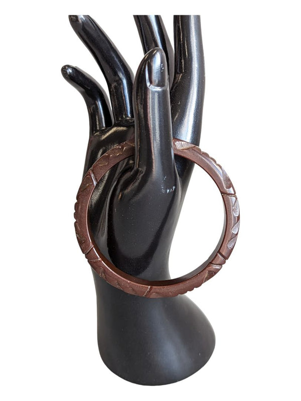 Vintage Carved Chocolate Bakelite Bangle Bracelet
