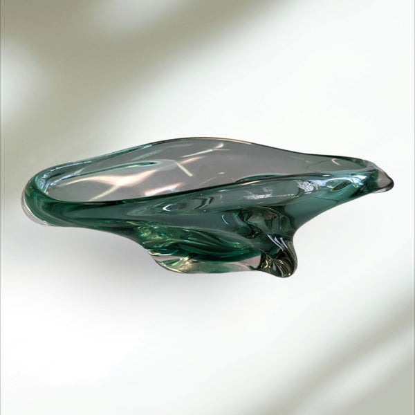 Vintage Art Glass Green Candy Dish