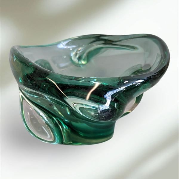 Vintage Art Glass Green Candy Dish