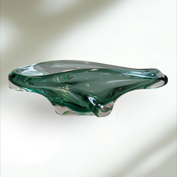 Vintage Art Glass Green Candy Dish