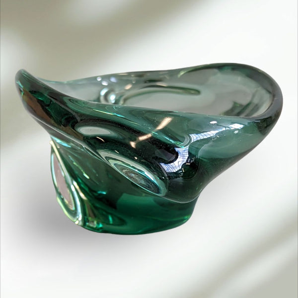 Vintage Art Glass Green Candy Dish