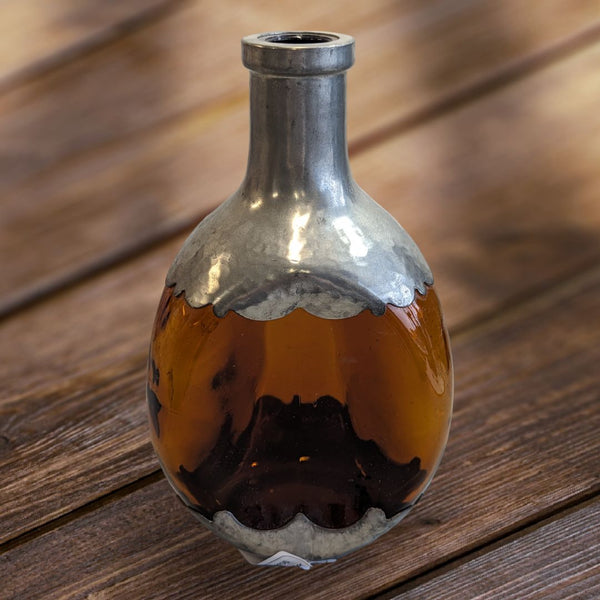 Vintage Royal Holland Daalderop Pewter and Amber Glass Decanter