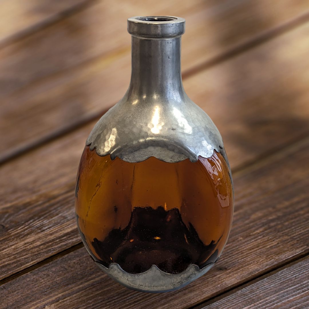 Vintage Royal Holland Daalderop Pewter and Amber Glass Decanter