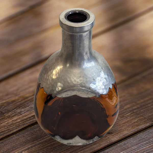 Vintage Royal Holland Daalderop Pewter and Amber Glass Decanter