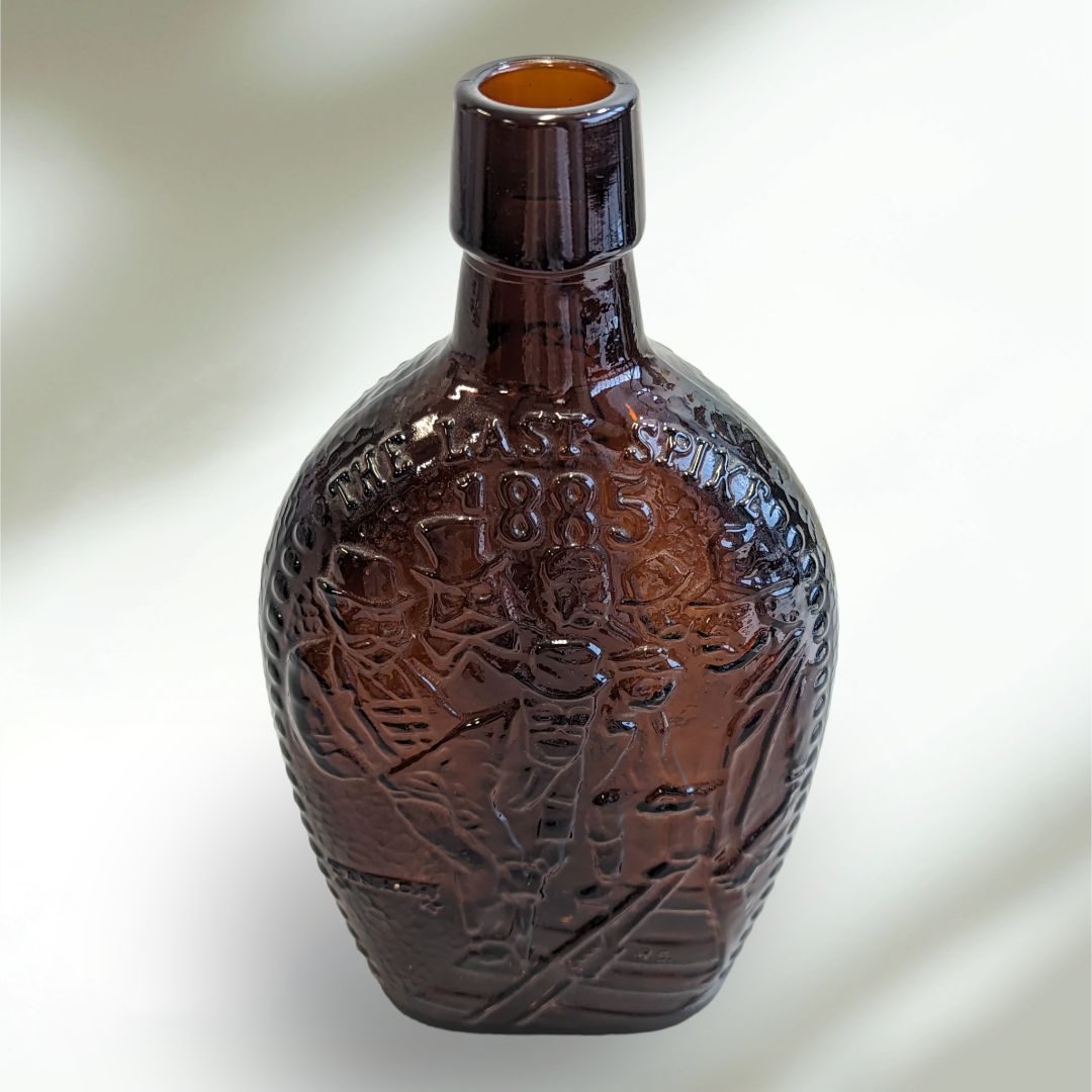Vintage Glass Whiskey Decanter Bottle The Last Spike Train Memorabilia, St. Clair Company