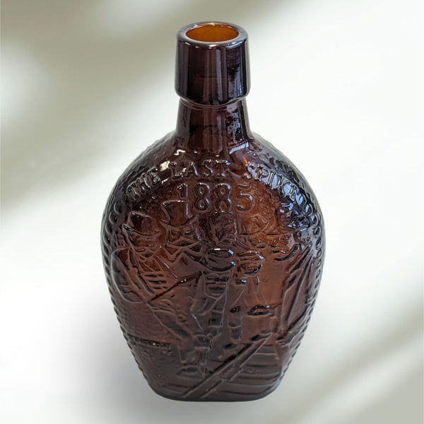 Vintage Glass Whiskey Decanter Bottle The Last Spike Train Memorabilia, St. Clair Company