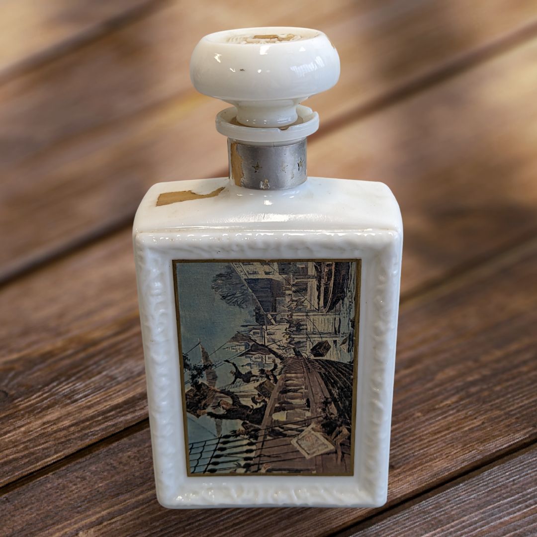 J. W. Dant's Kentucky Straight Bourbon Whisky White Milk Glass Decanter Bottle