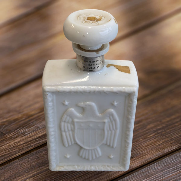 J. W. Dant's Kentucky Straight Bourbon Whisky White Milk Glass Decanter Bottle