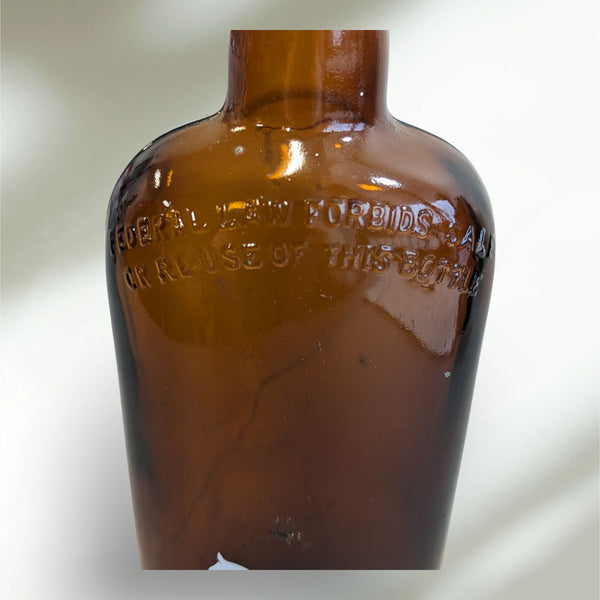 Rare Vintage White Horse Whiskey Amber Glass Bottle