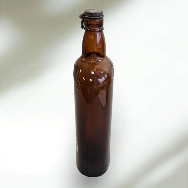 Rare Vintage White Horse Whiskey Amber Glass Bottle