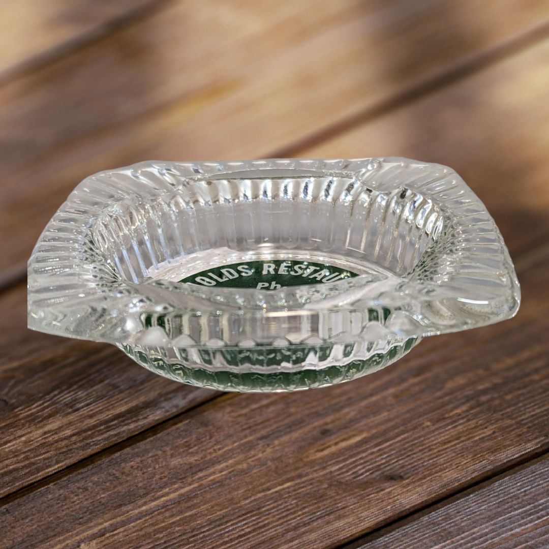 Vintage Ashtray Advertising Clear Glass 