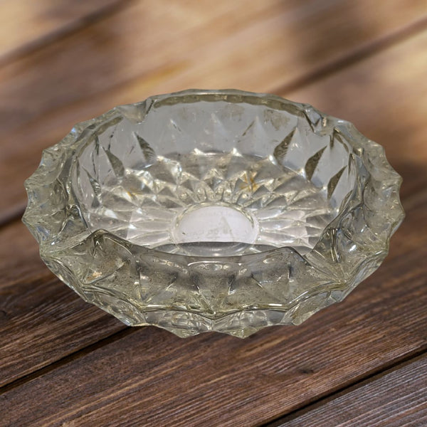 Vintage Crystal Glass Ashtray 1970s