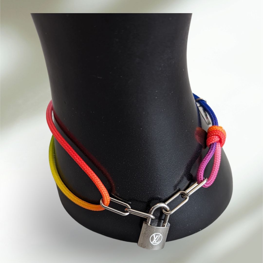 AUTHENTIC Louis Vuitton Braided Rainbow Locket Bracelet