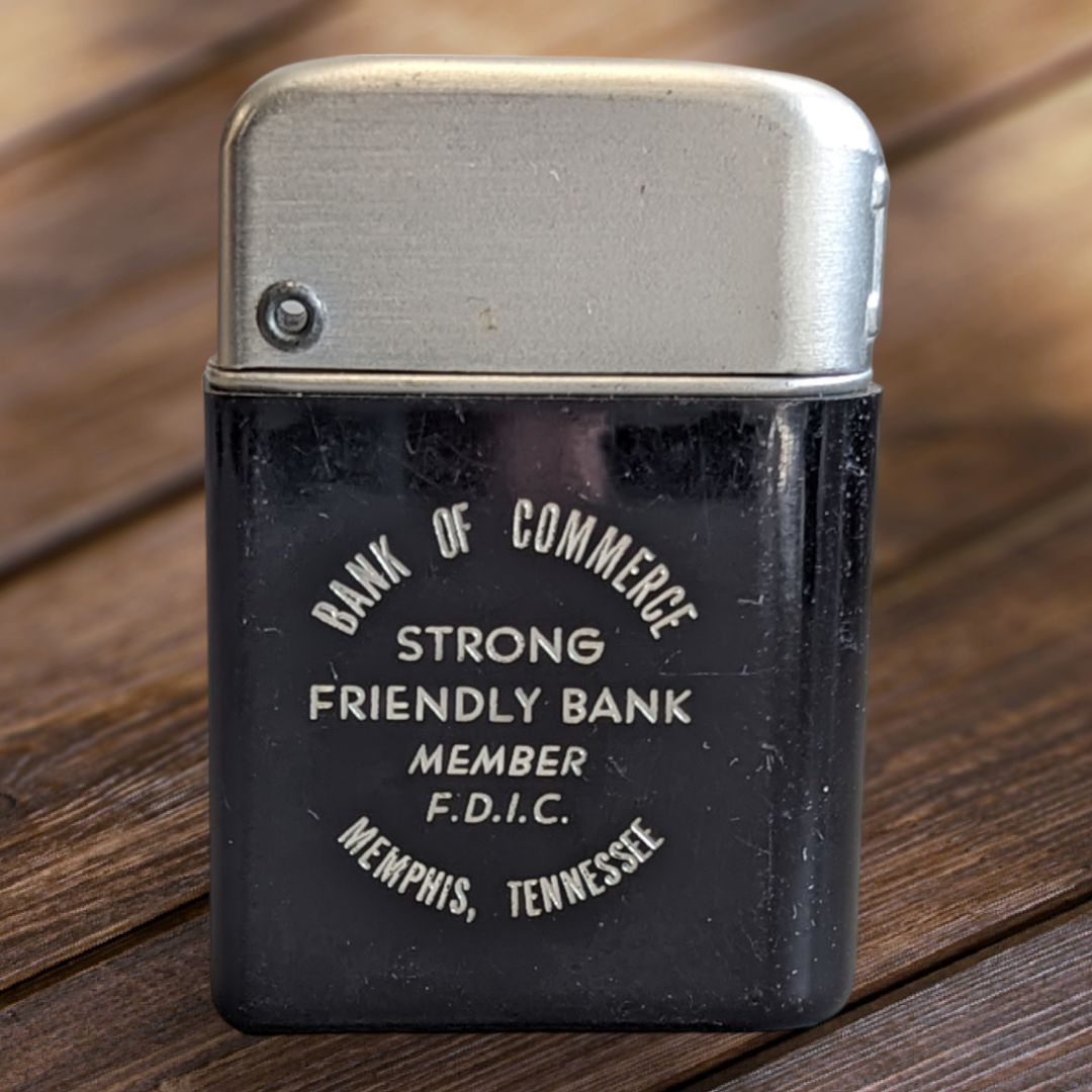 Vintage 1950s Dur-o-Liter Advertising Cigarette Lighter Bank of Commerce - Memphis - Tennessee