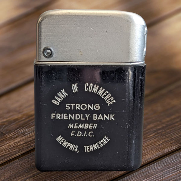 Vintage 1950s Dur-o-Liter Advertising Cigarette Lighter Bank of Commerce - Memphis - Tennessee
