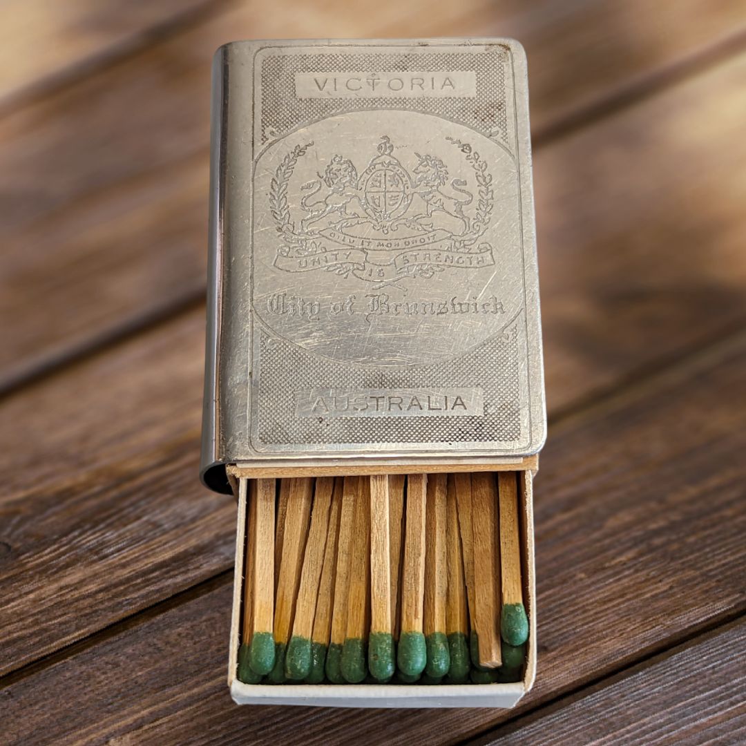 Vintage Metal Match Box Cover Victoria, City of Brunswick, Australia