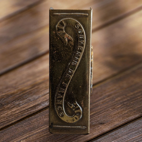Vintage Metal Match Box Cover French "Anvers" (Antwerp, Belgium) Brass