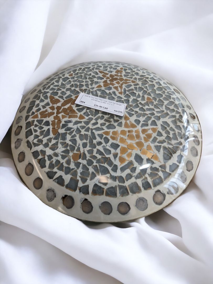 Gold and Clear Glass Plate