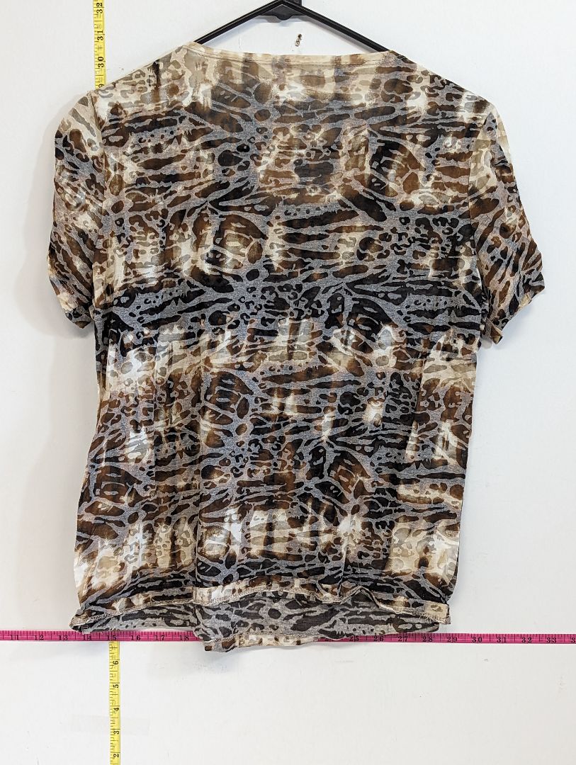 Brown & Beige Printed T-Shirt (L)