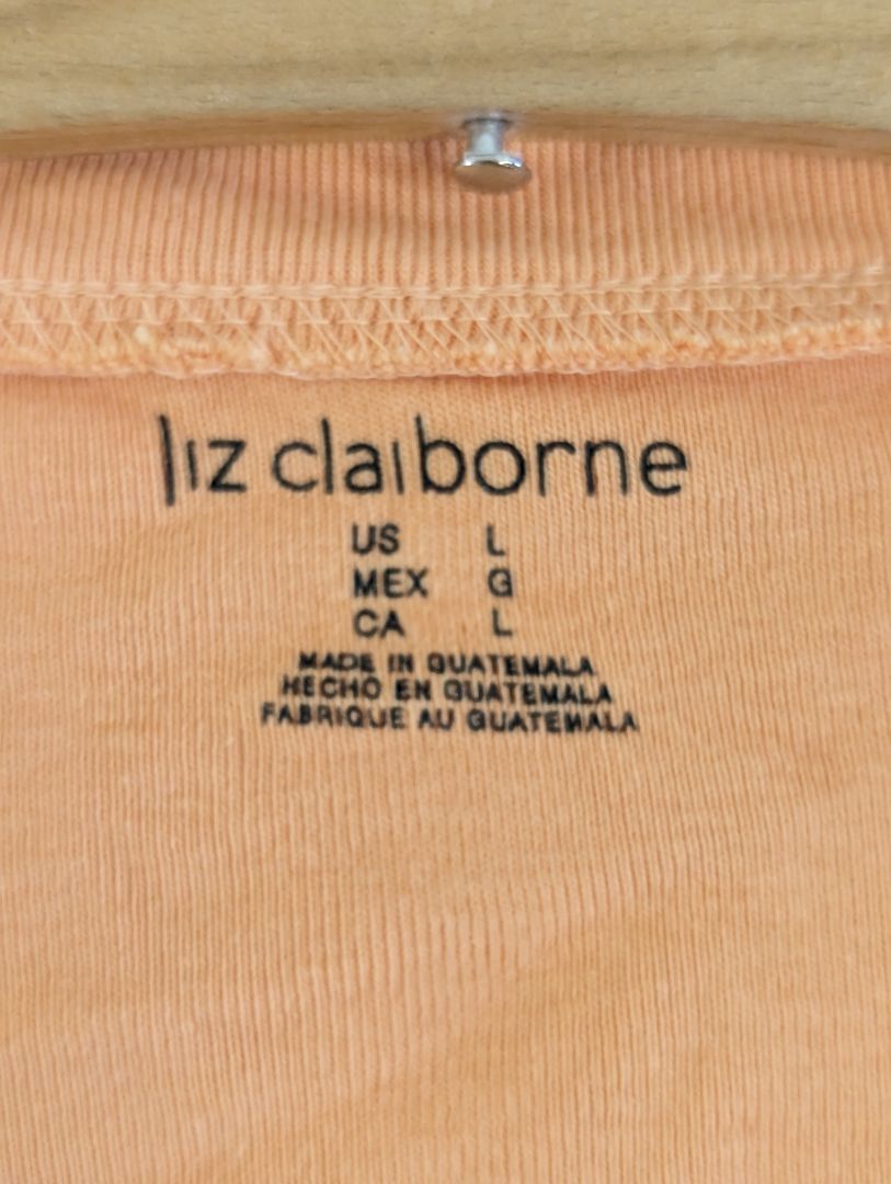 Liz Claiborne Peach V Neck Shirt (L)