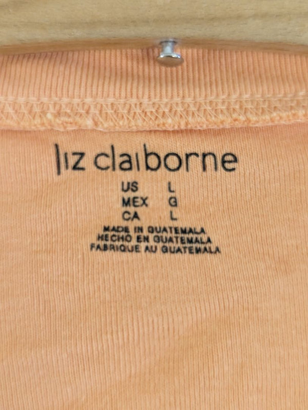 Liz Claiborne Peach V Neck Shirt (L)