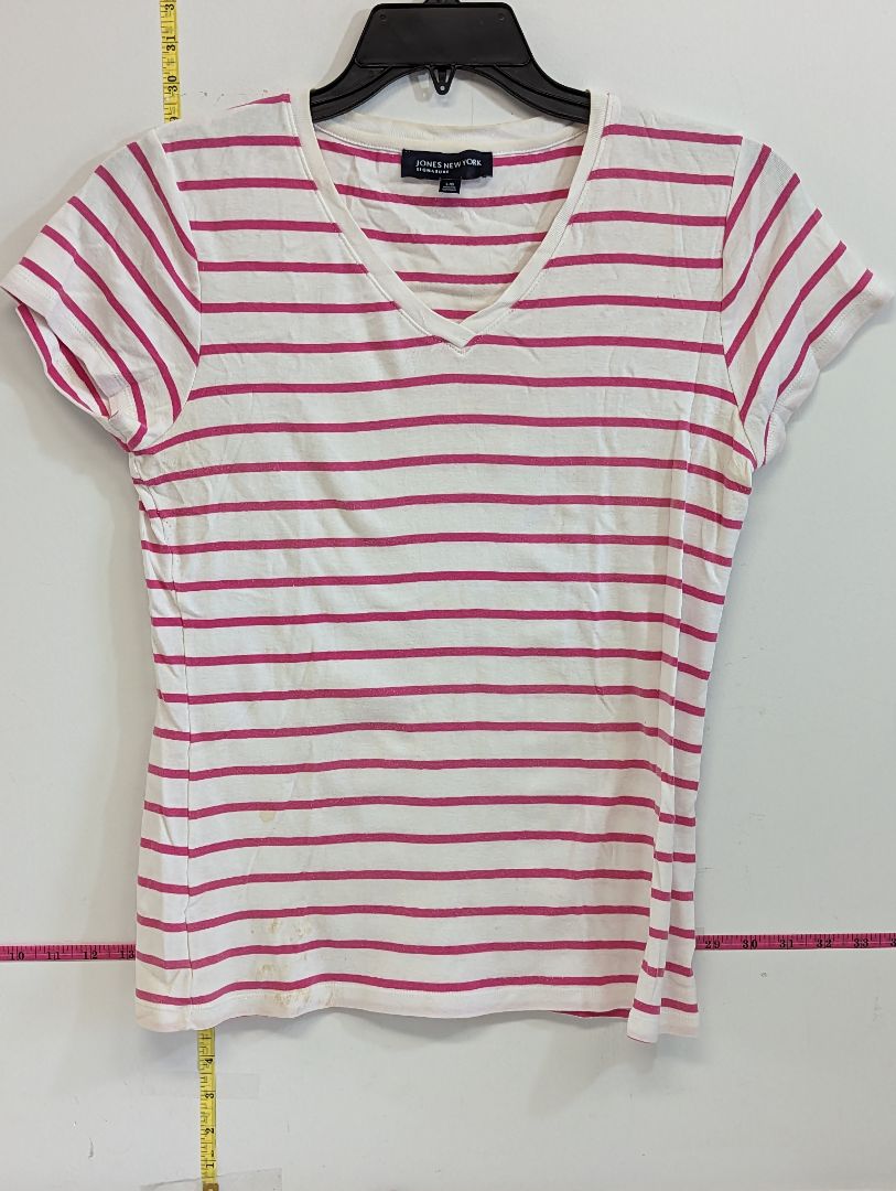 Pink & White Striped Jones New York Tee (L)
