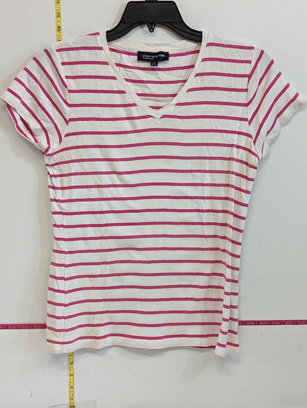Pink & White Striped Jones New York Tee (L)