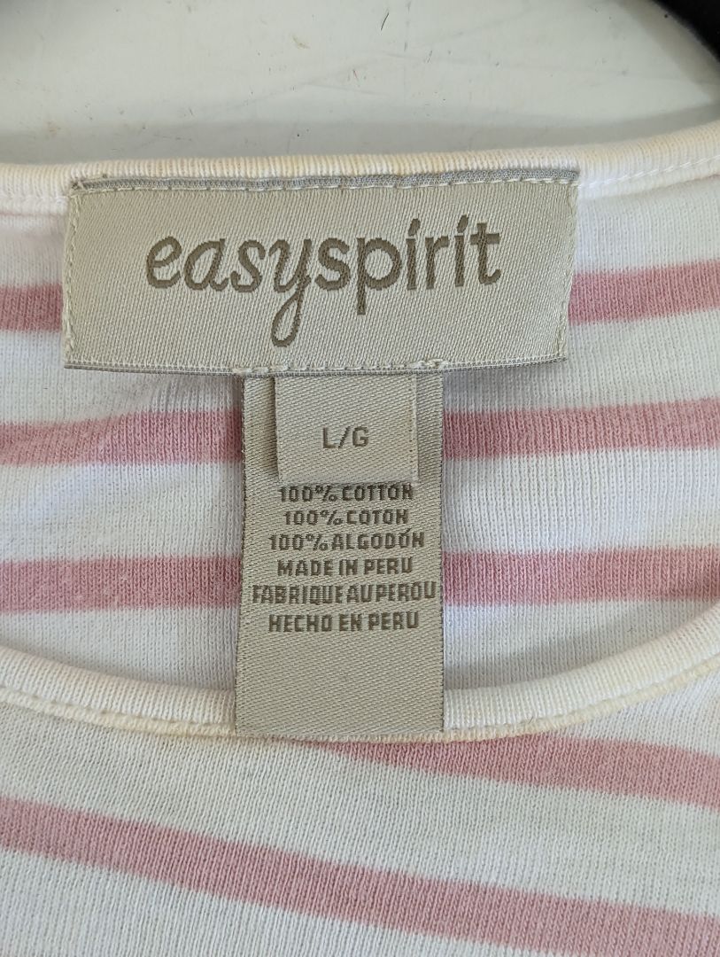 Easy Spirit Pink Striped Teee (L)