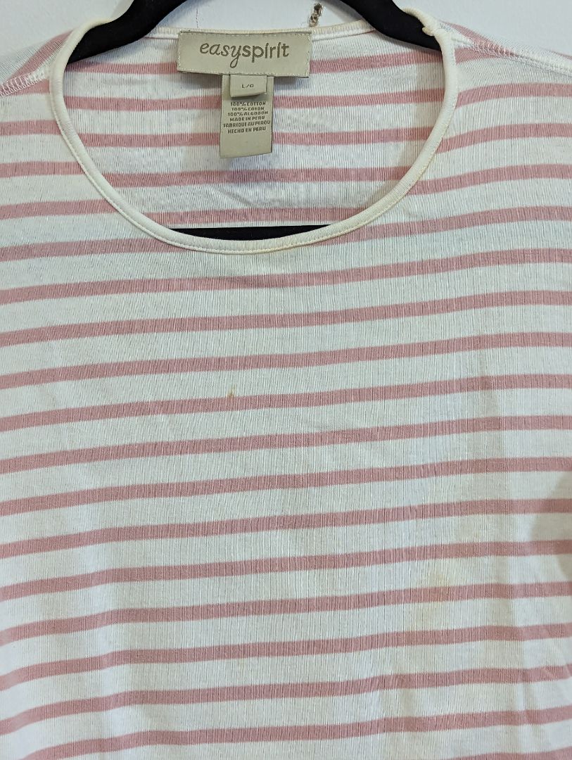 Easy Spirit Pink Striped Teee (L)