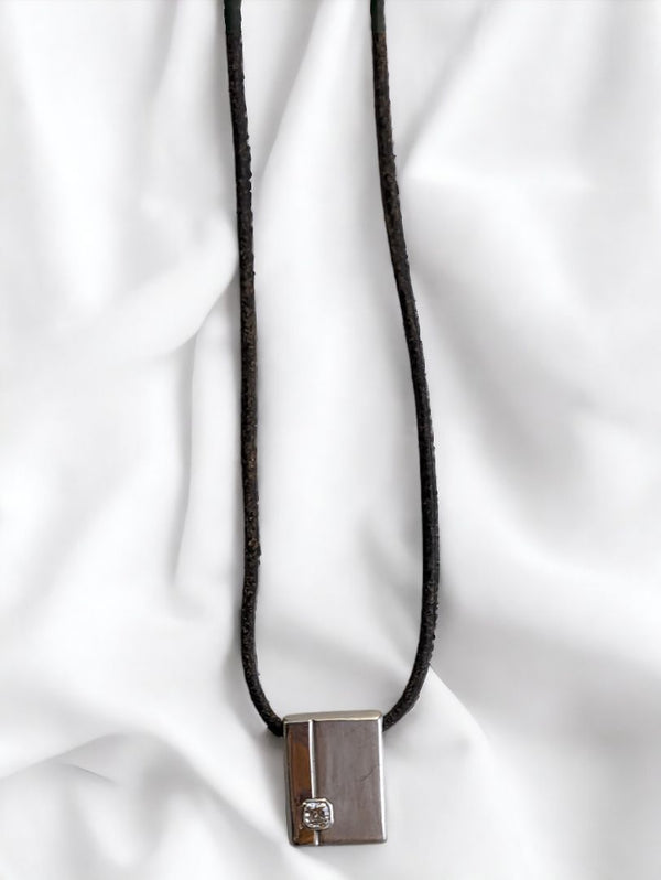 white gold  Vintage Heart on Fire Necklace