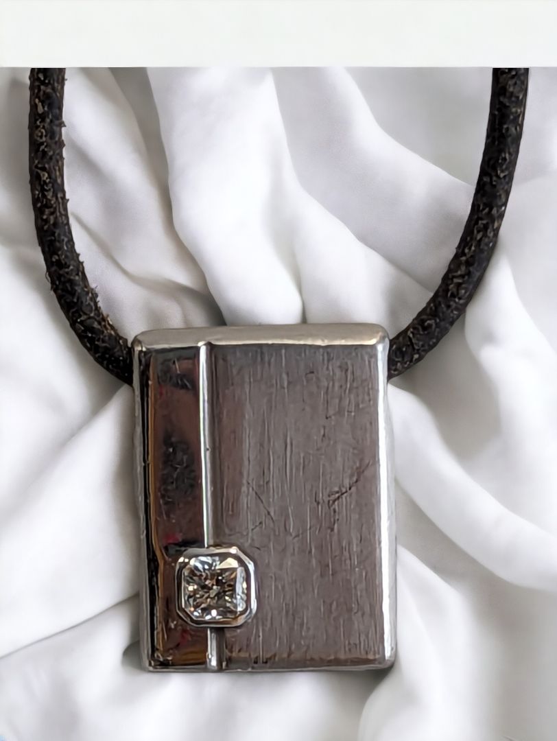 white gold  Vintage Heart on Fire Necklace