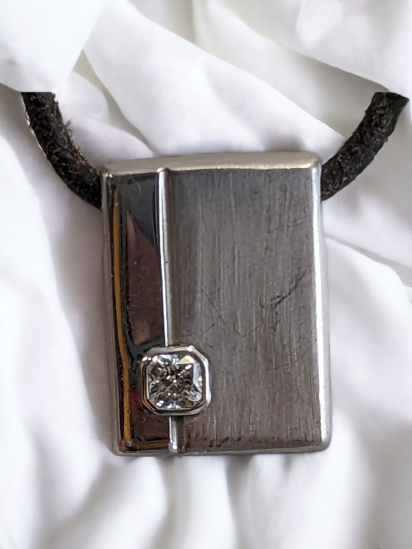 white gold  Vintage Heart on Fire Necklace